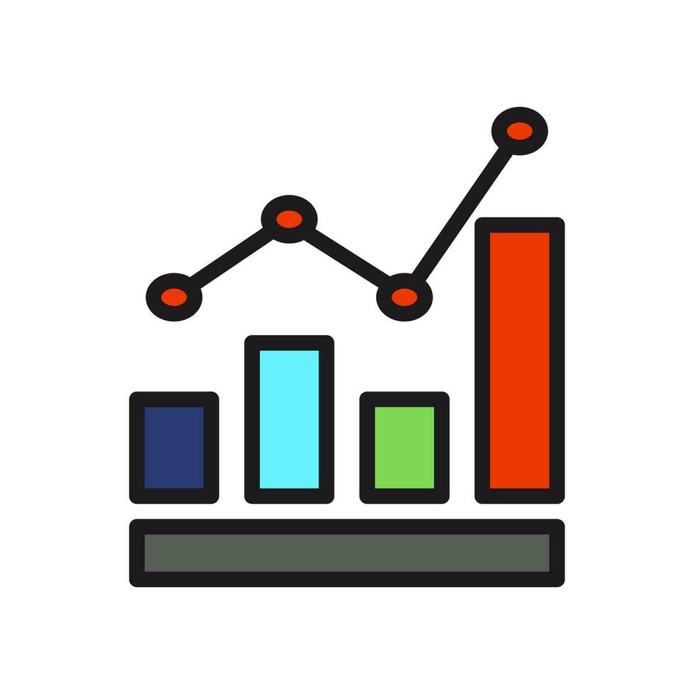 growing graph, bar chart, Flat icon isolated on the white background, flat design vector illustration.