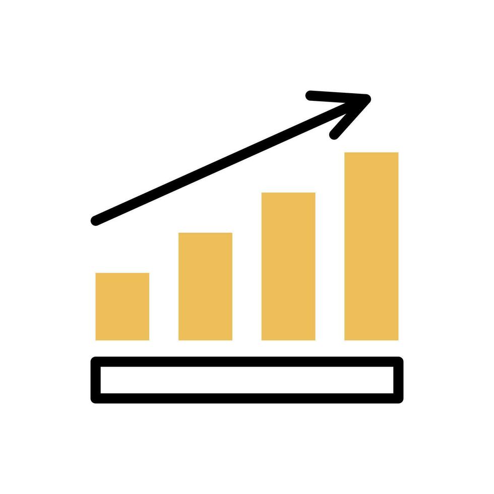 growing graph, bar chart, Flat icon isolated on the white background, flat design vector illustration.