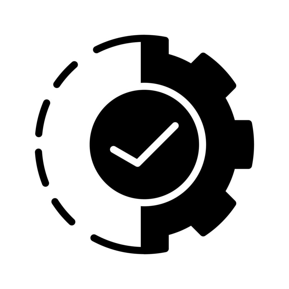 Process icon in flat style isolated on white. Process symbol in black for website design, app, UI. Simple operation icon. Vector gear illustration .