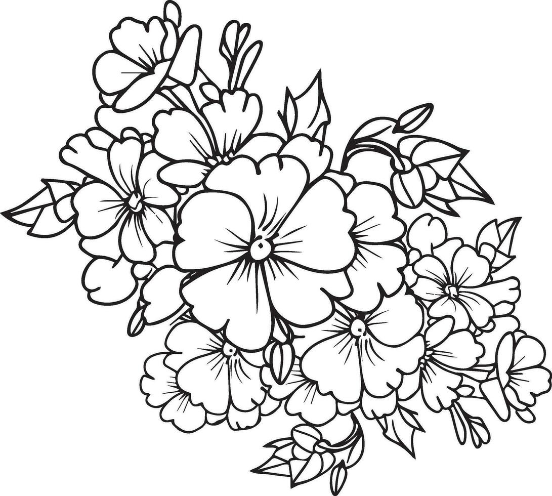 Flower arrangement line art collection, Advanced Flower Coloring Page, primrose flower tattoo designs, delicate primrose tattoo, Primula Francisca flower coloring page, evening primrose line drawings vector