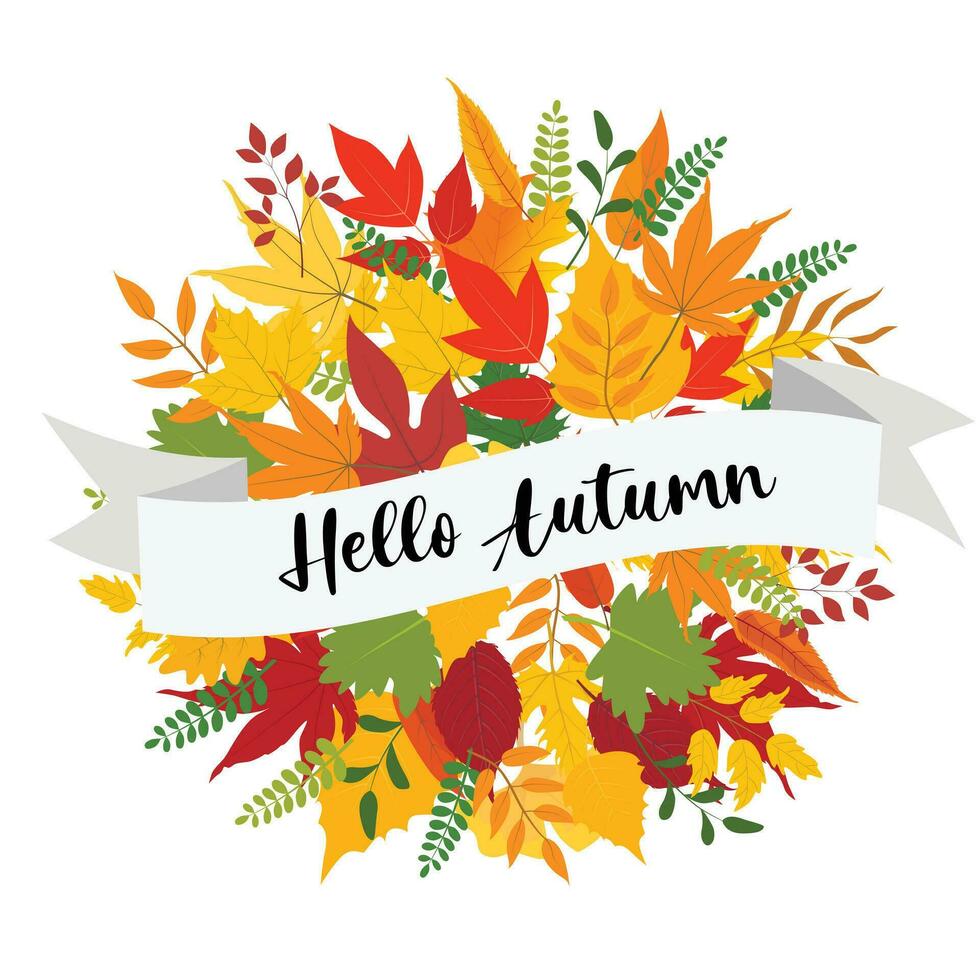 card template, autumn badges, wallpaper, welcome autumn, label design vector