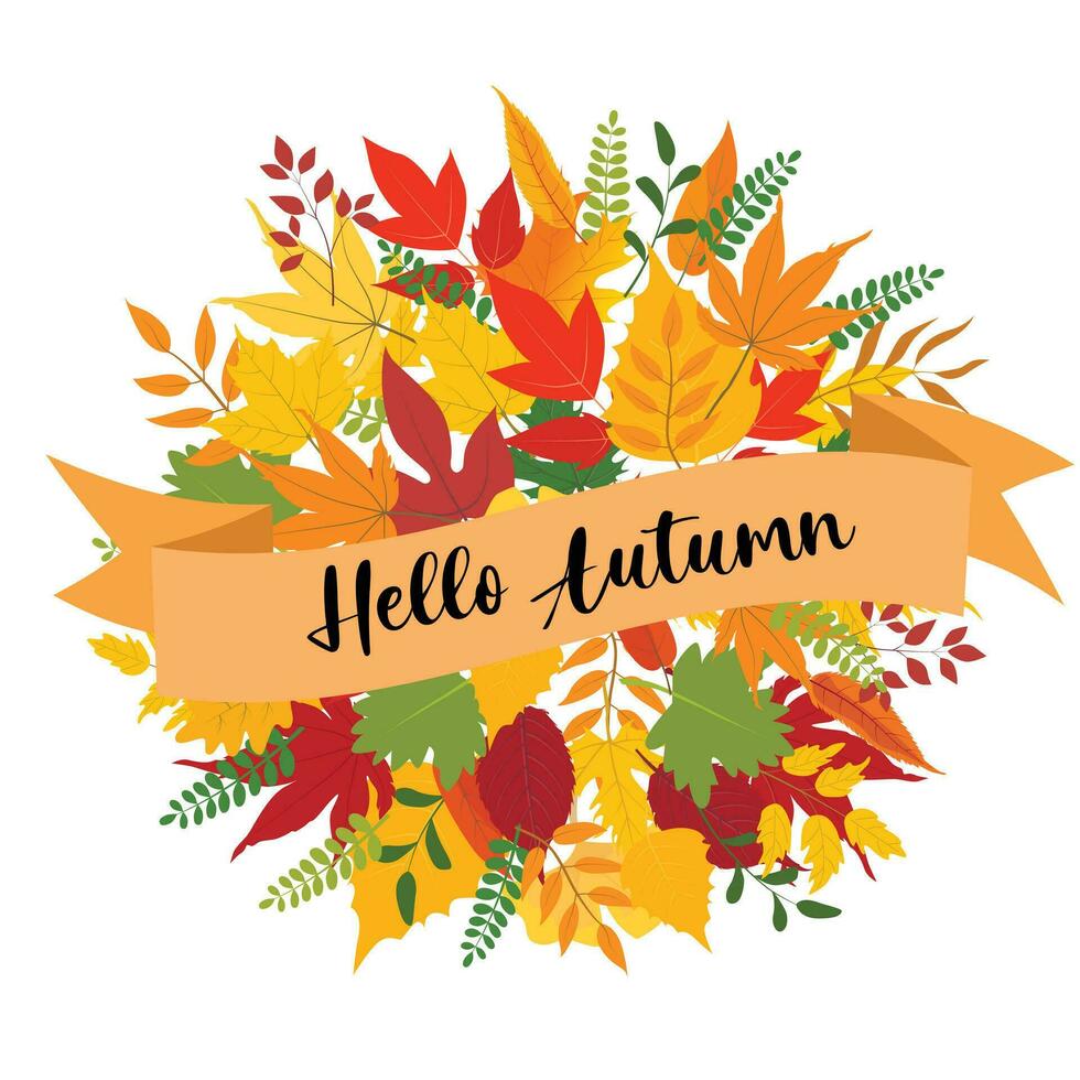 card template, autumn badges, wallpaper, welcome autumn, label design vector