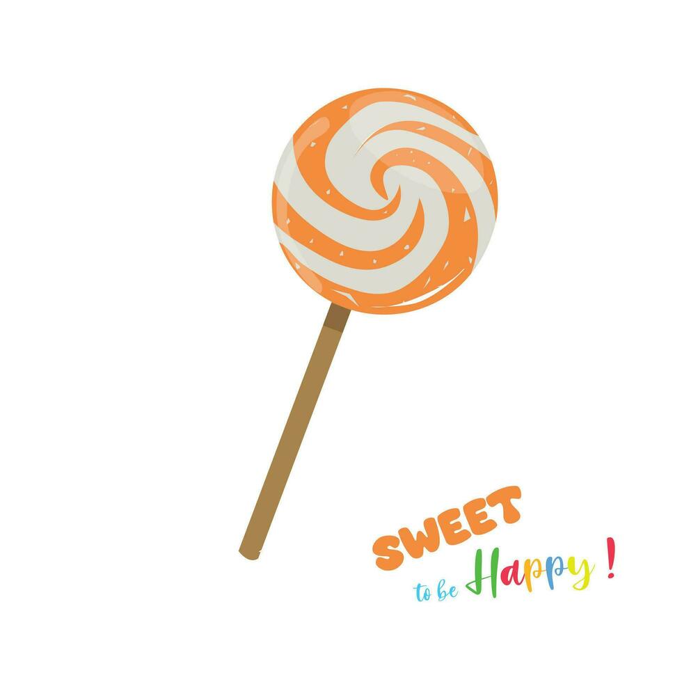 Sweet lollipop vector. Colorful striped lollipop clip art. Multicolored round candy on stick vector illustration in cartoon style isolated on white.