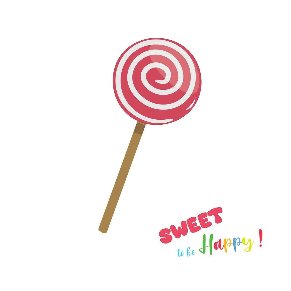 Sweet lollipop vector. Colorful striped lollipop clip art. Multicolored round candy on stick vector illustration in cartoon style isolated on white.