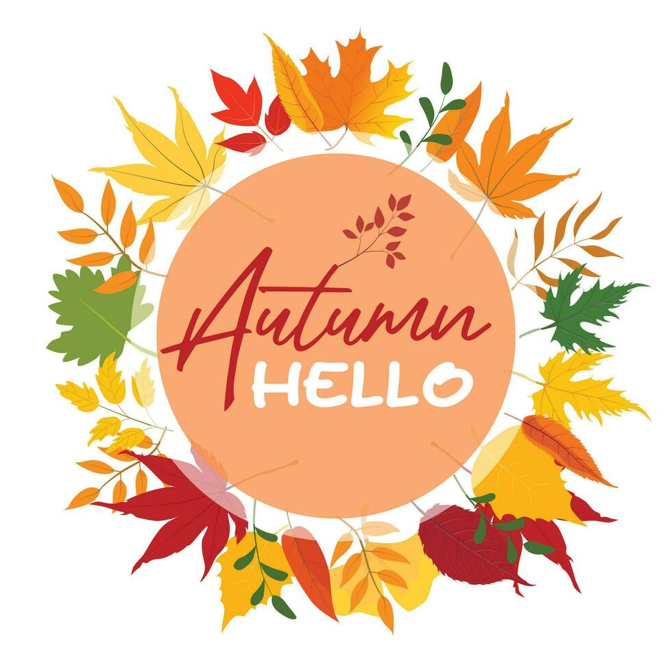 card template, autumn badges, wallpaper, welcome autumn, label design vector