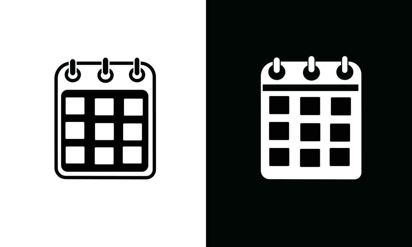 Calender icon vector set in silhouette style. School supplies icon vector. Back to school concept. Learning and education icon. Flat vector in black and white.