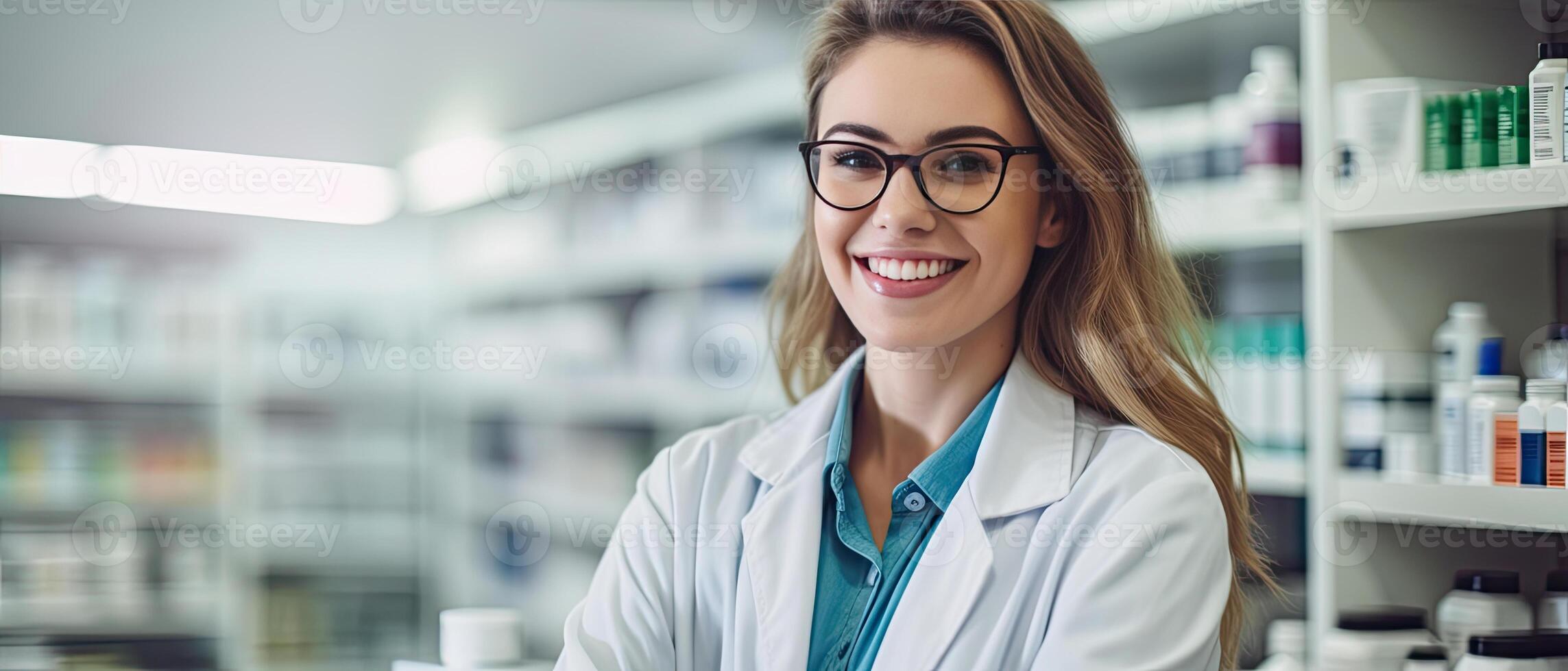 farmacéutico en Al por menor farmacia. ai generado foto