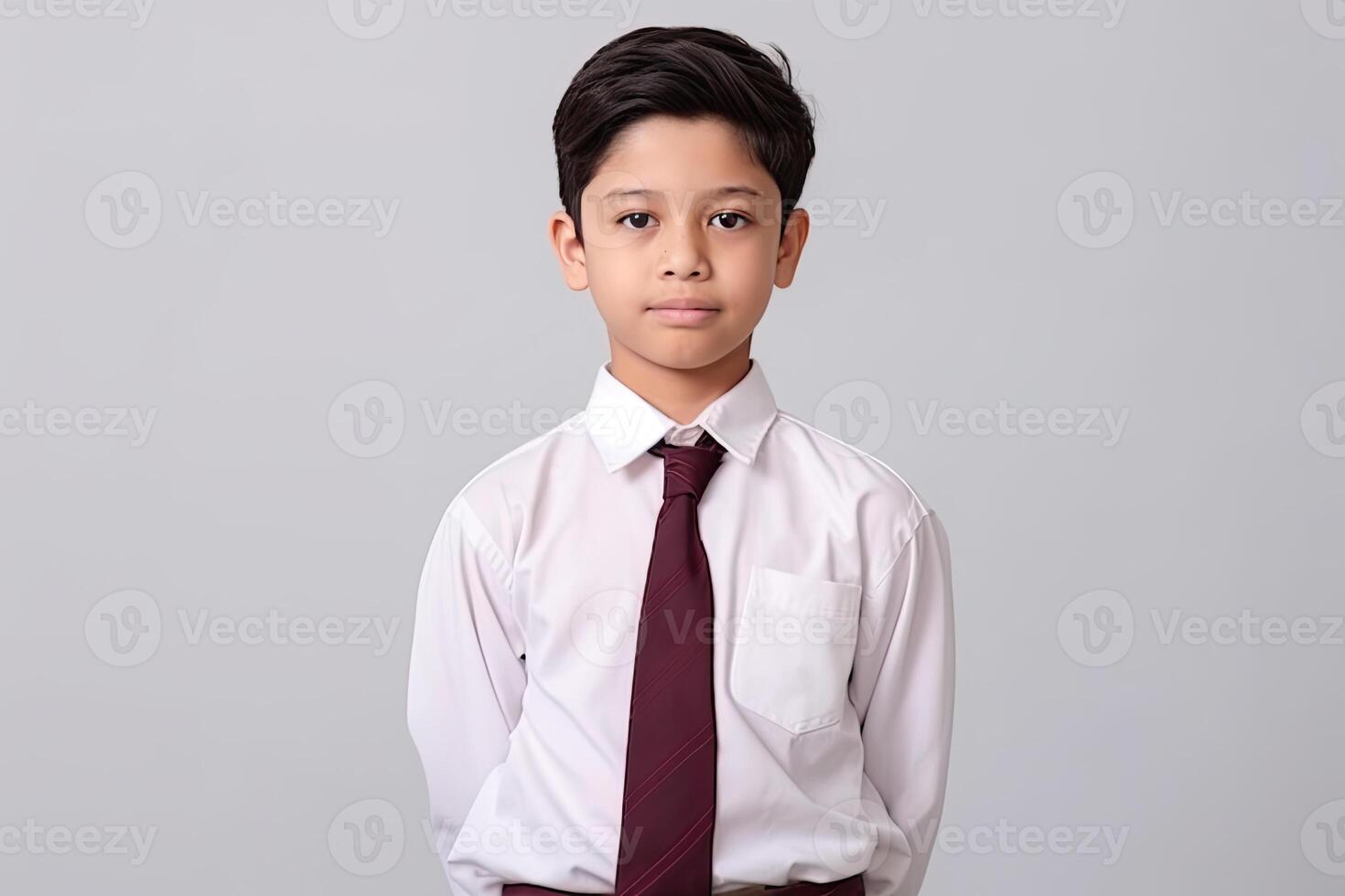 chico en colegio uniforme. ai generado foto