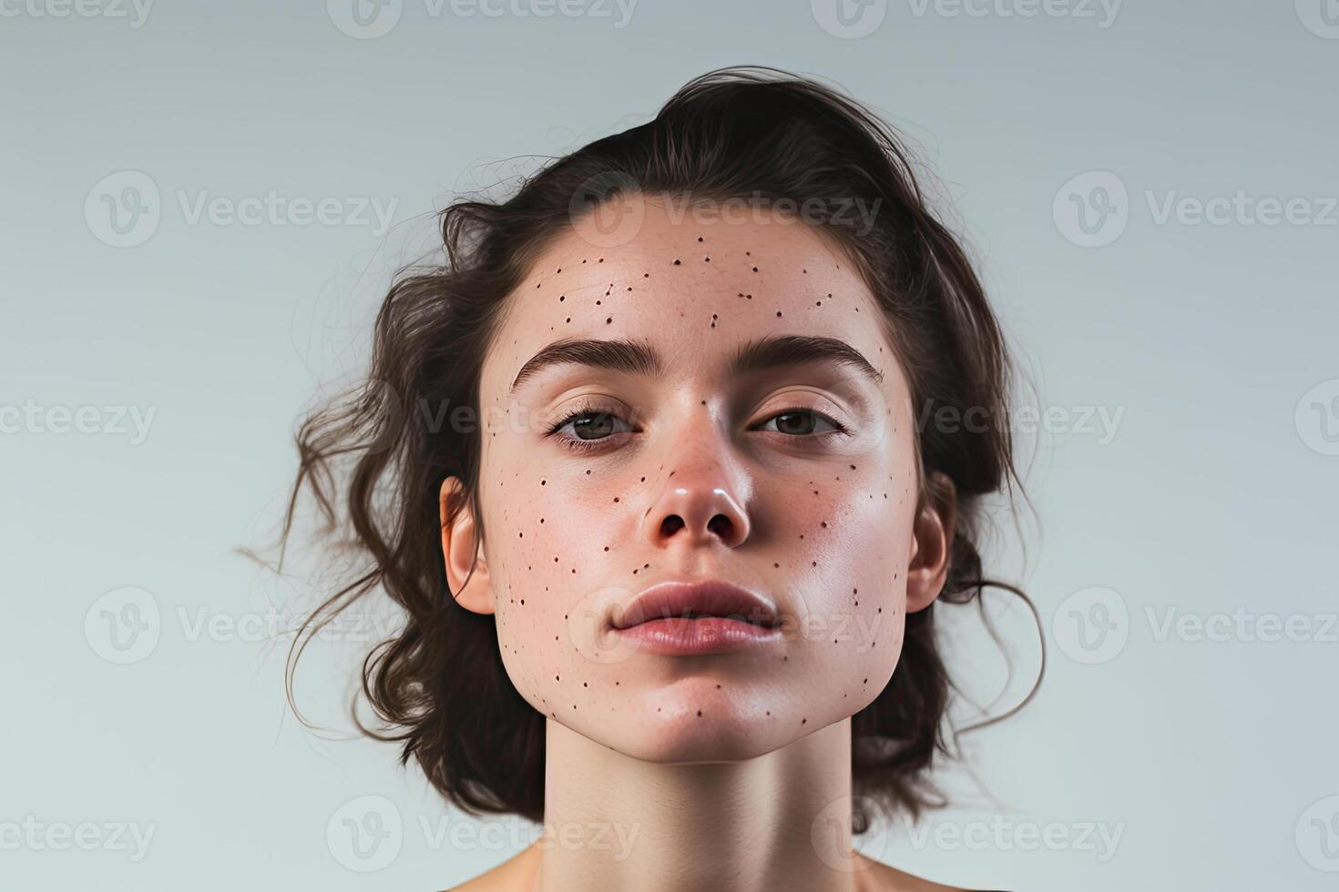 woman with dark spots on her face. AI generated photo