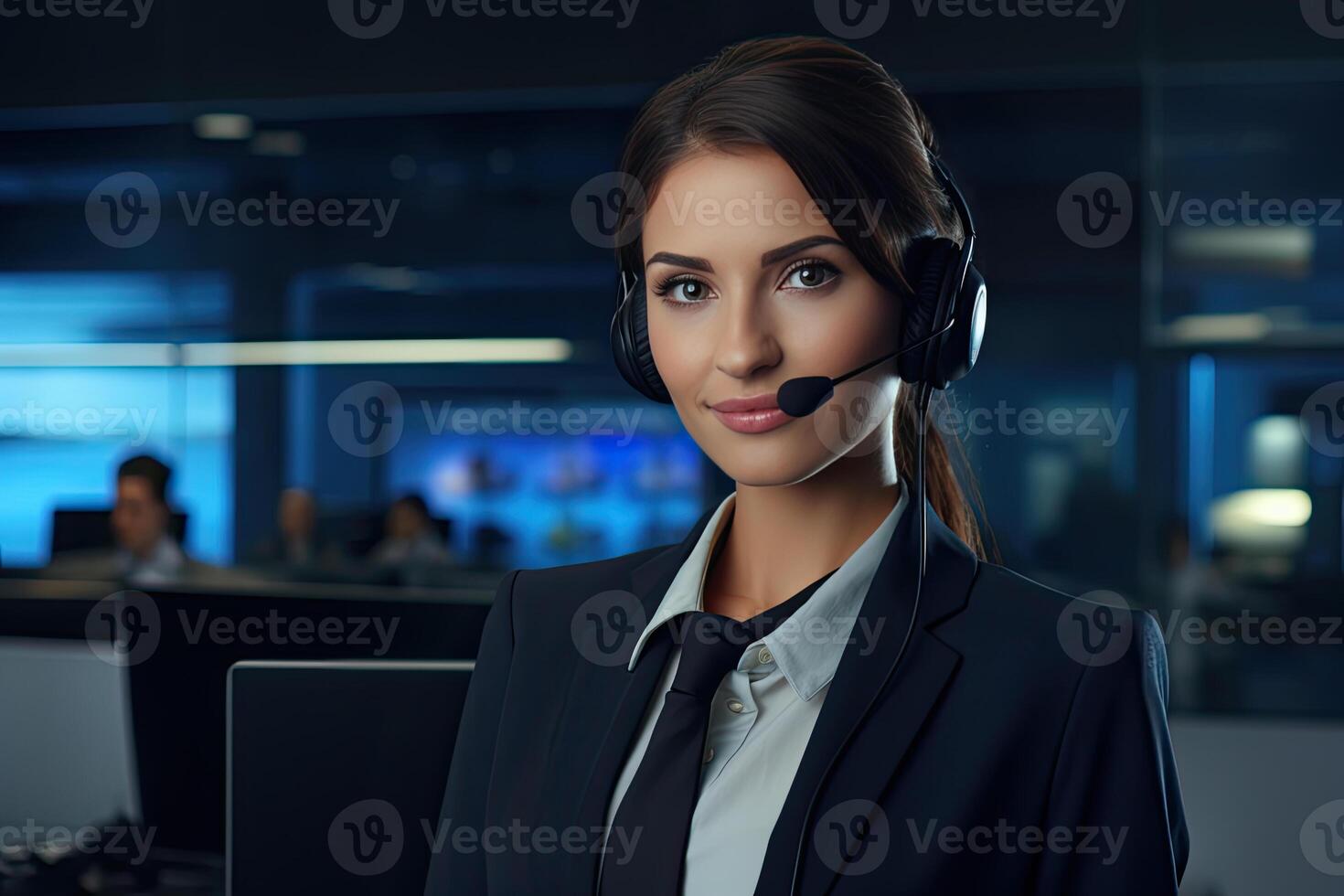 call center operator with headset. photo