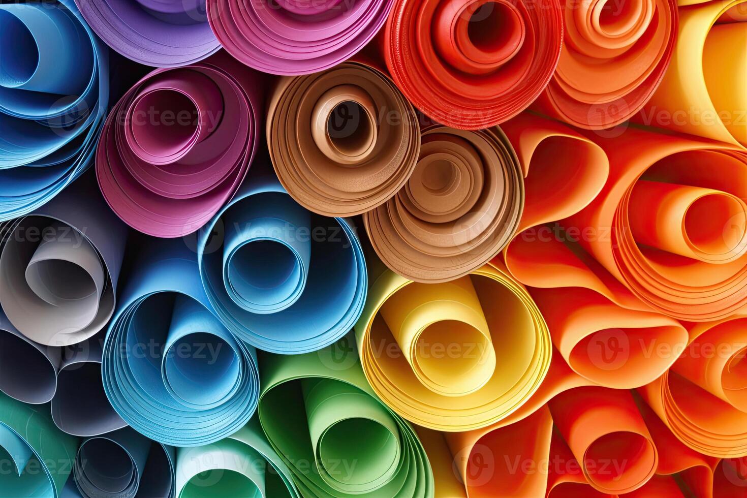 Rolls of colorful paper, close up. AI Generated photo