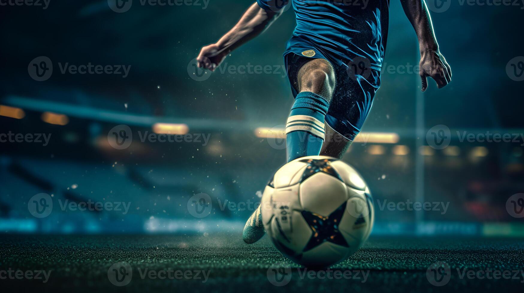 Exciting soccer competition with intense goals, skilled kicks, and passionate footballers showcasing their talent on the field. photo