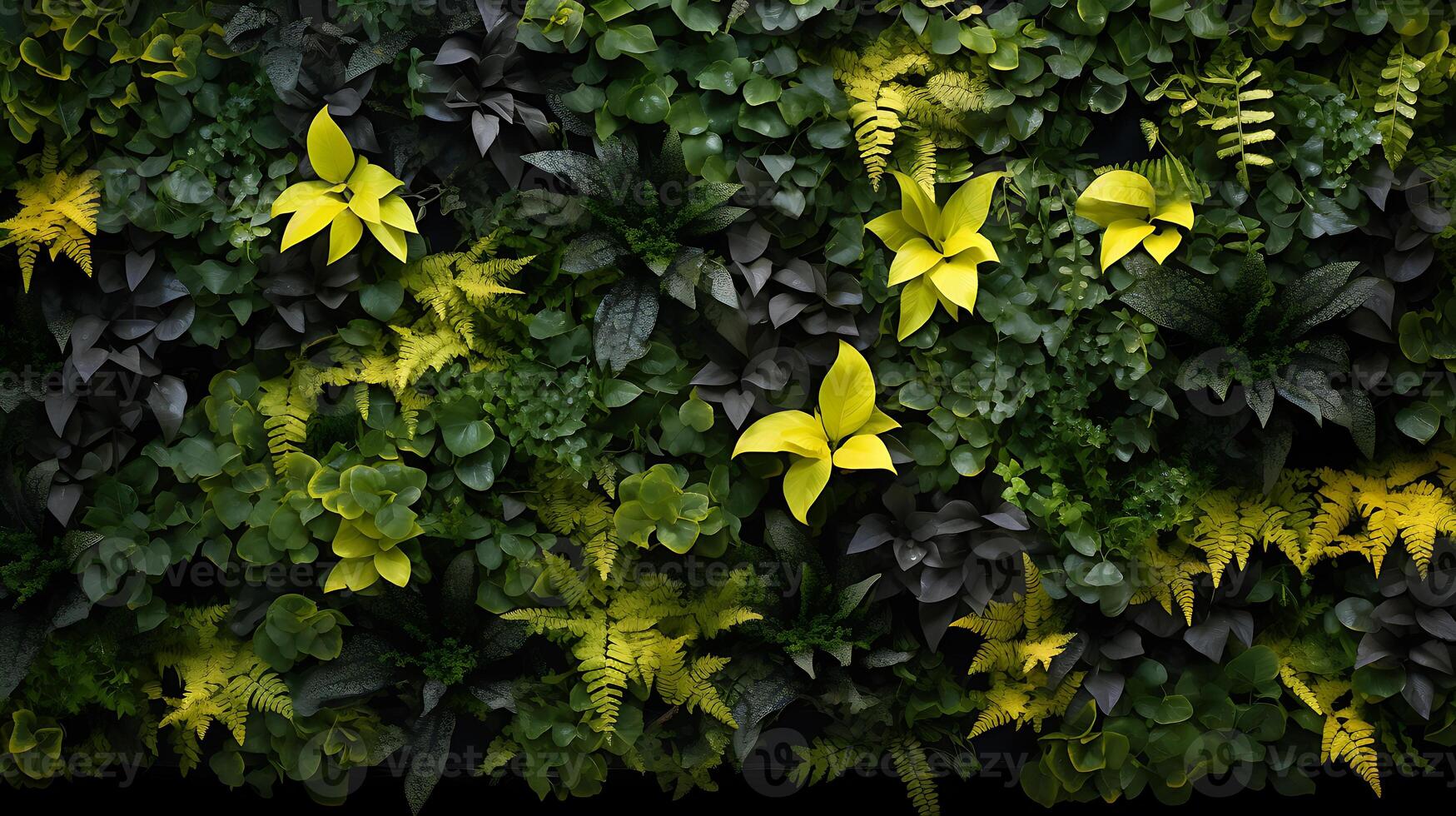 maravilloso vertical jardín antecedentes presentando lozano plantas en contra un cautivador pared fondo. Perfecto para agregando un toque de naturaleza a tu proyectos ai generado foto