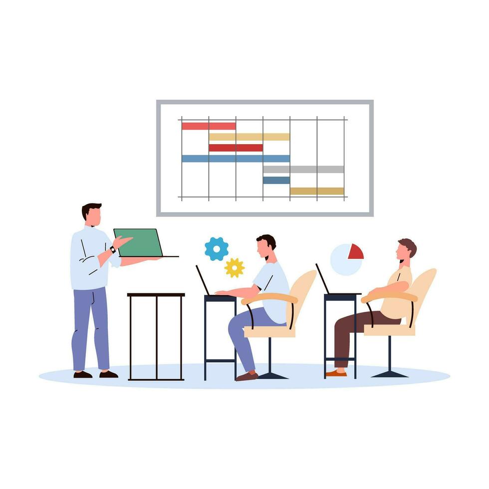 Business people working together in office. Meeting at the office Vector illustration in flat style.