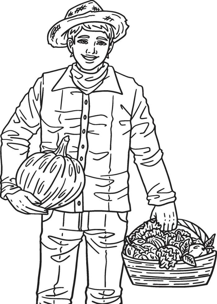 Thanksgiving Man with basket Isolated Adults vector