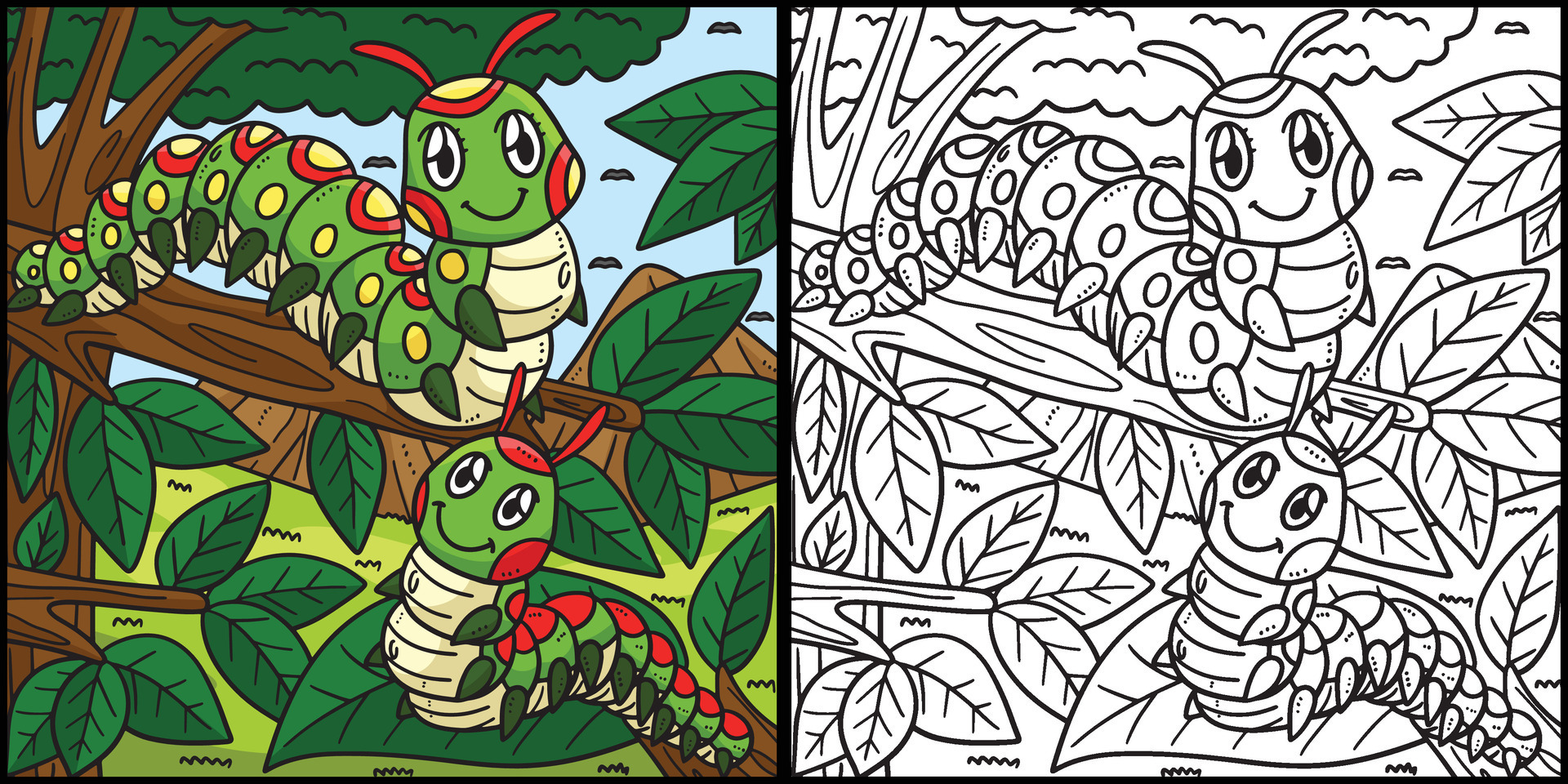 Mother Caterpillar Baby Caterpillar Illustration 26492924 Vector Art at
