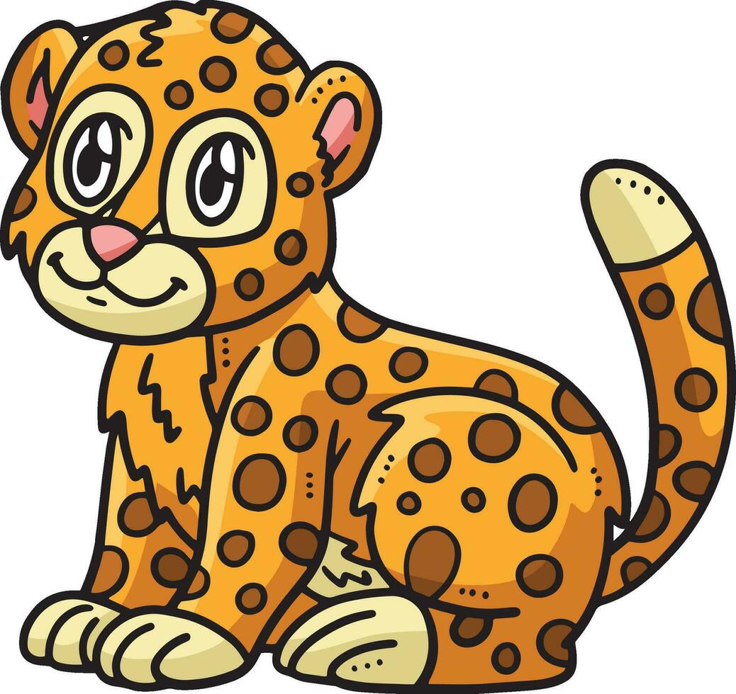 Baby Cheetah Cartoon Colored Clipart Illustration vector