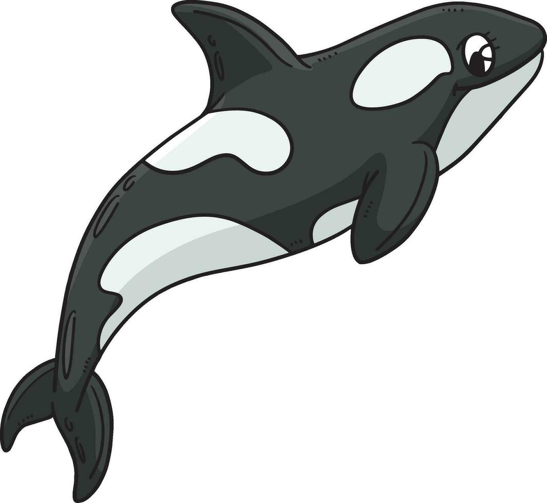 Mother Killer Whale Cartoon Colored Clipart vector