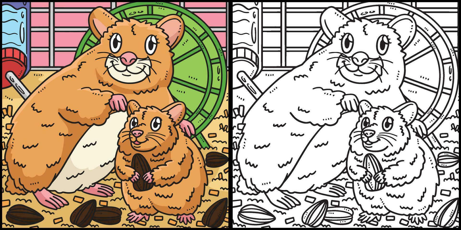 Mother Hamster and Baby Hamster Illustration vector