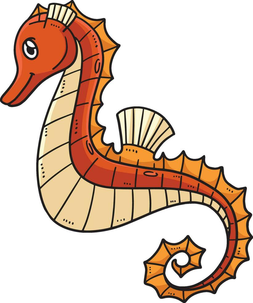 Mother Seahorse Cartoon Colored Clipart vector