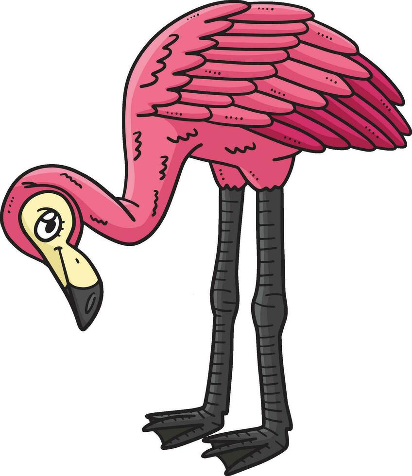 Mother Flamingo Cartoon Colored Clipart vector