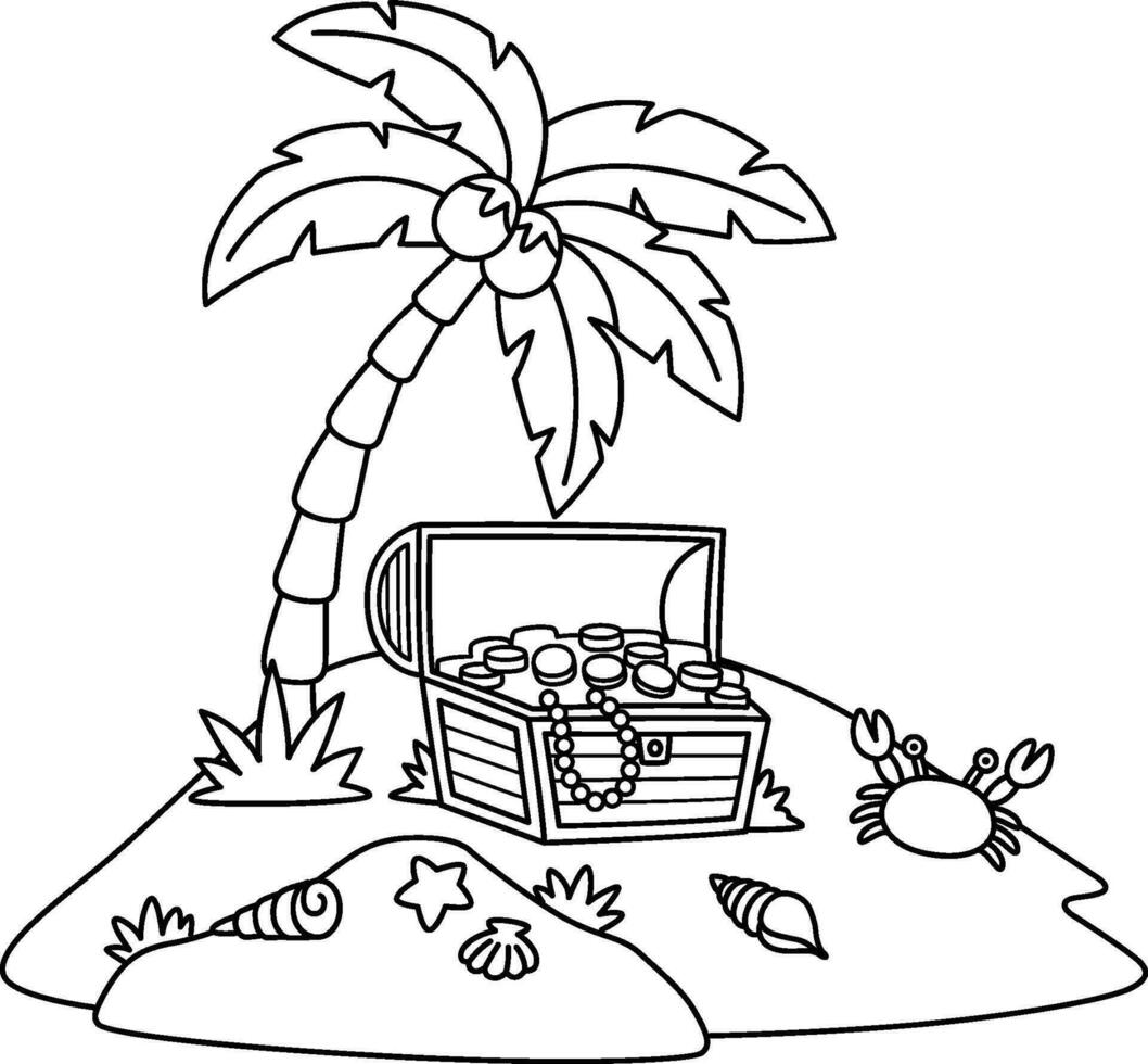 Island Summer Isolated Coloring Page for Kids 26493015 Vector Art