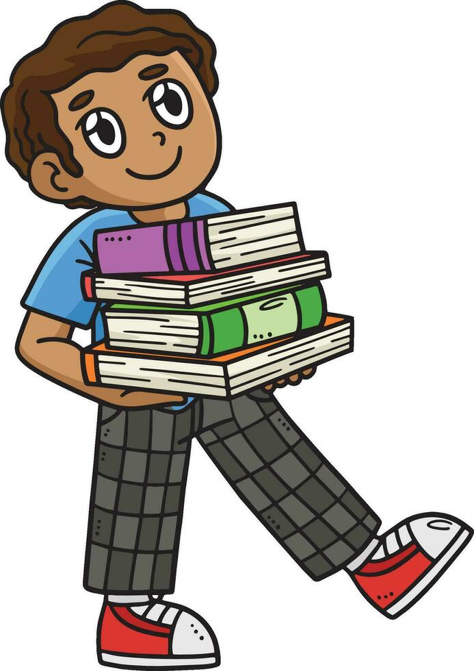 Back To School Student Carrying Books Clipart vector