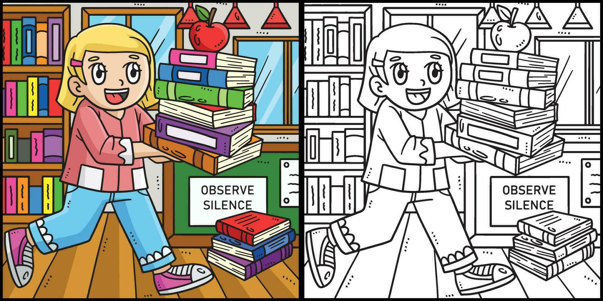 Back To School Child Carrying Books Illustration vector
