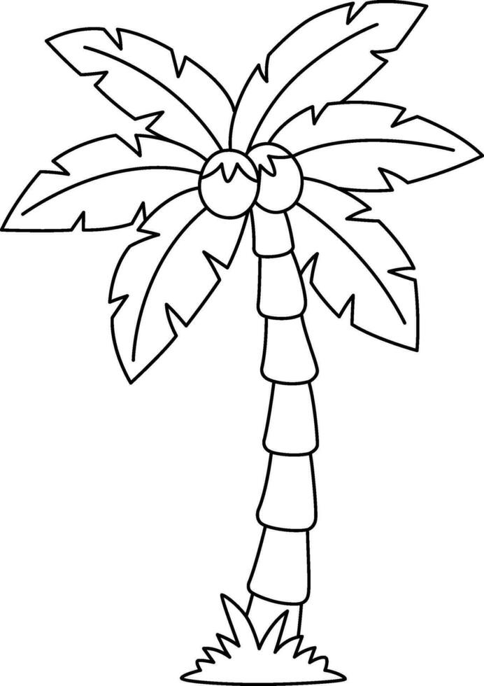 Coconut Tree Isolated Coloring Page for Kids vector