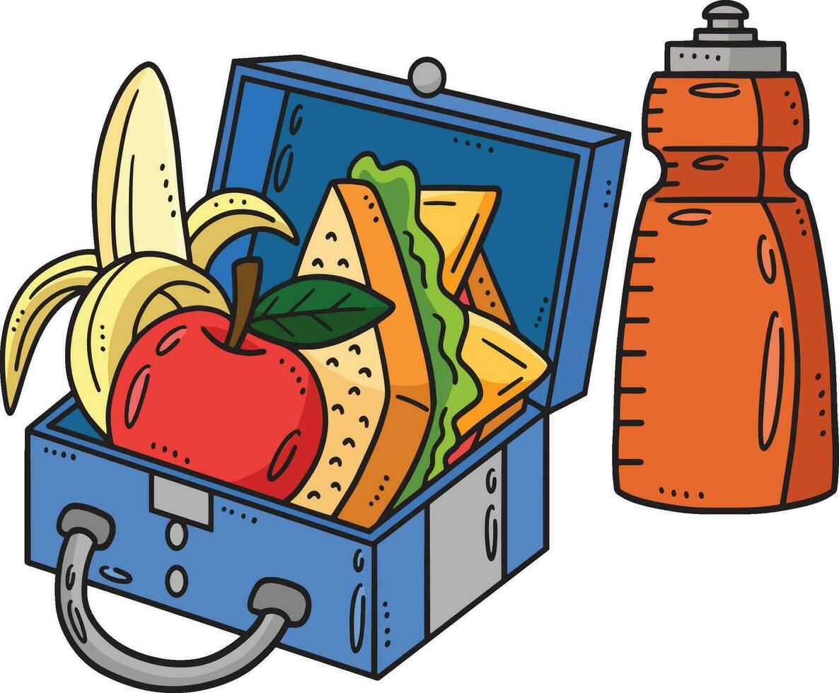 Lunch Box Cartoon Colored Clipart Illustration vector