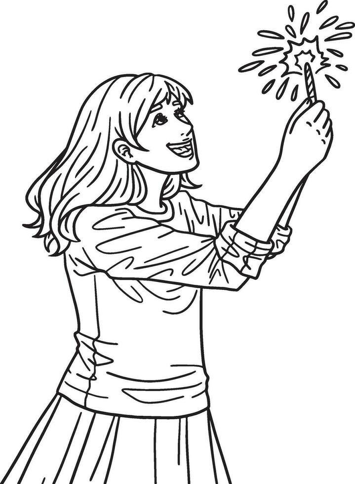 New Year Child Holding Sparkler Isolated Adults vector