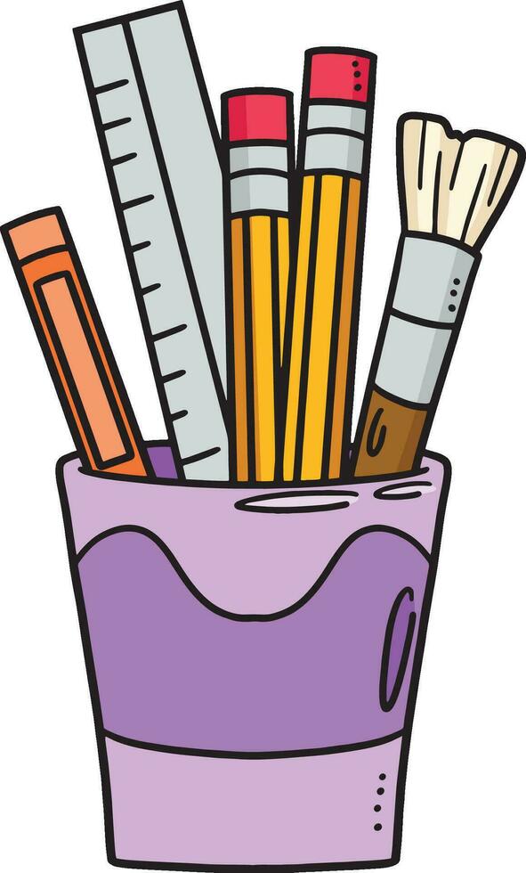 Back To School Pencil Case Cartoon Colored Clipart vector