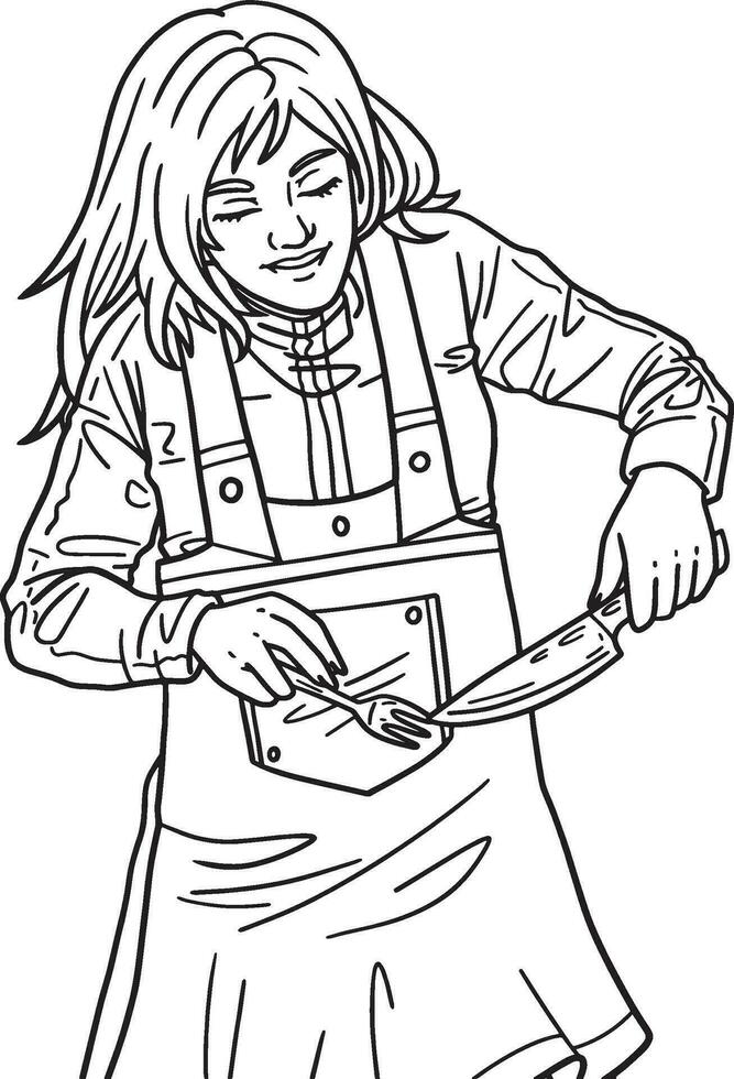 Thanksgiving Woman with Knife and Fork Isolated vector