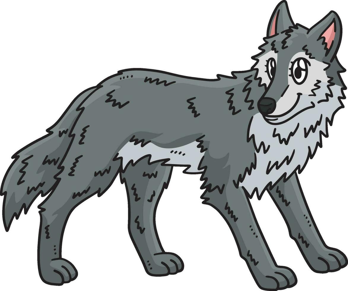 Mother Wolf Cartoon Colored Clipart Illustration vector