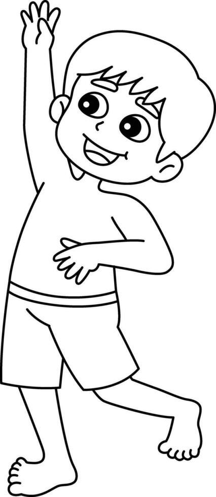 Boy Playing Isolated Coloring Page for Kids vector