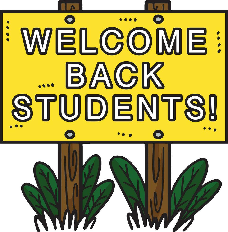 Welcome Back Students Cartoon Clipart vector