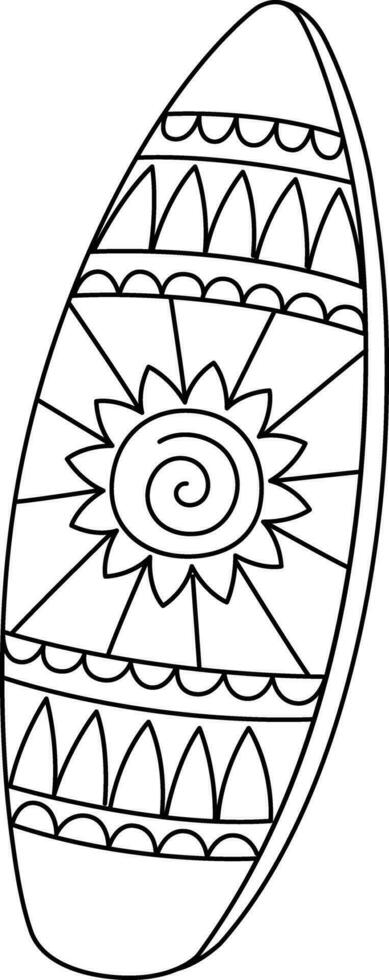 Surfboard Summer Isolated Coloring Page for Kids vector