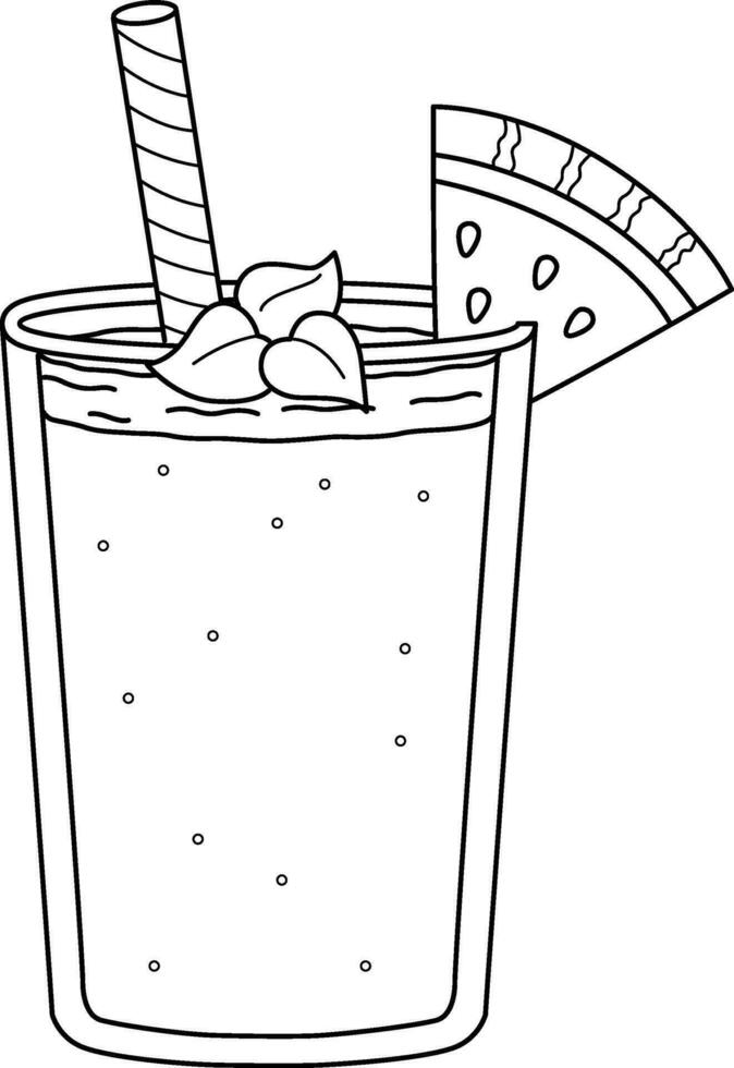 Fruit Shake Summer Isolated Coloring Page for Kids vector