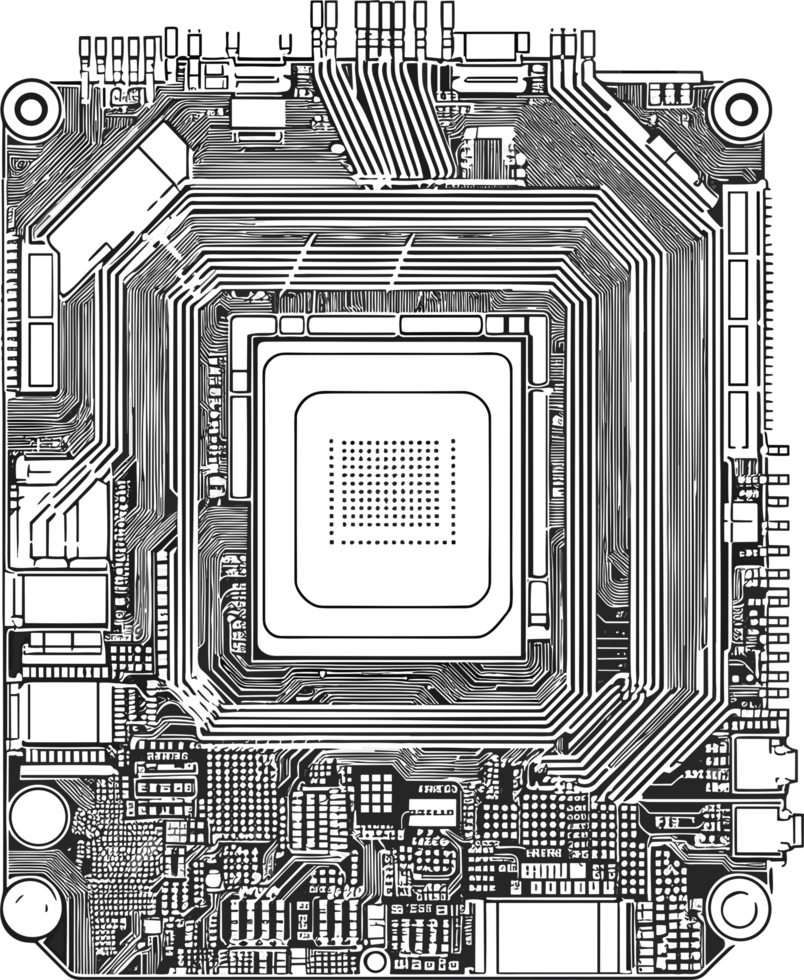 Computer Chip Vector Art, Icons, and Graphics AI Generative png