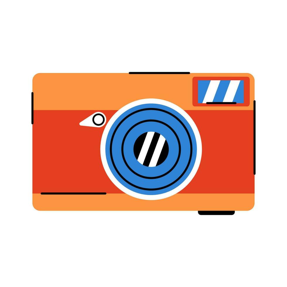 Retro camera 90s isolated on white background. vector