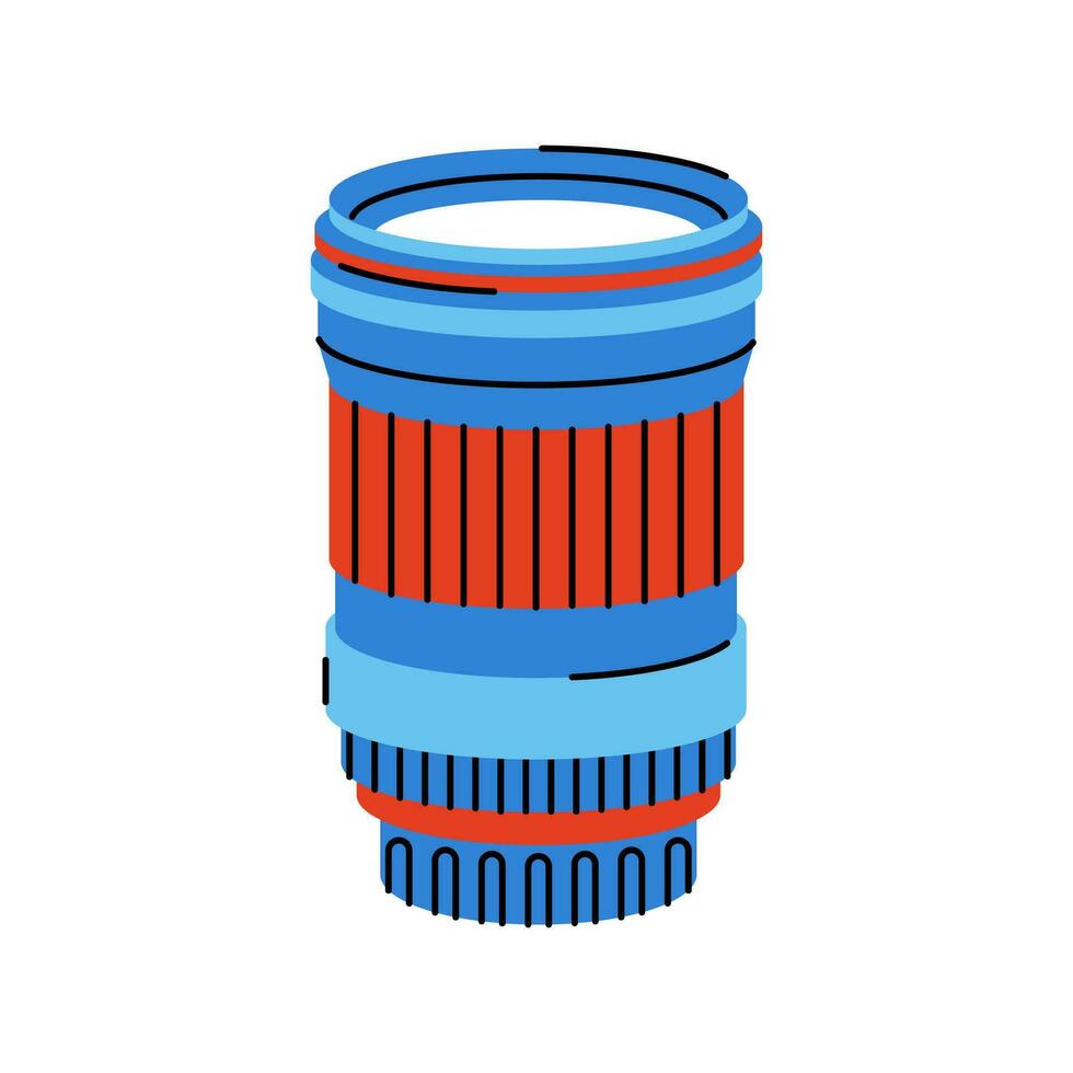 Professional zoom camera lens isolated on white background. vector