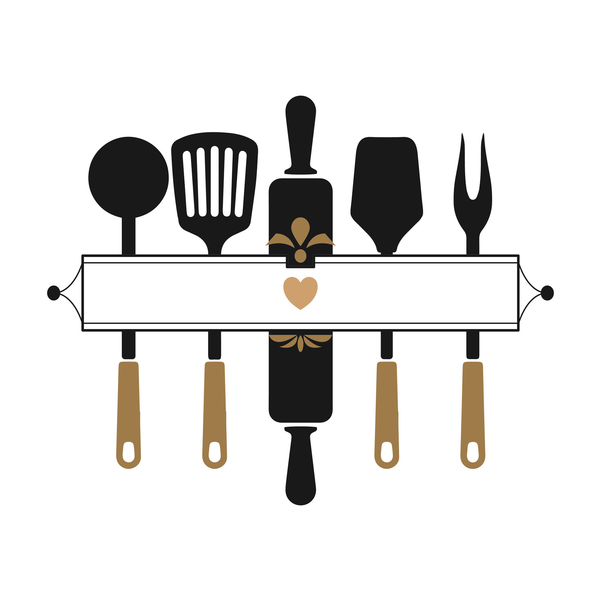 Monogram kitchen utensils, Kitchen logo, Culinary logo Silhouette ...