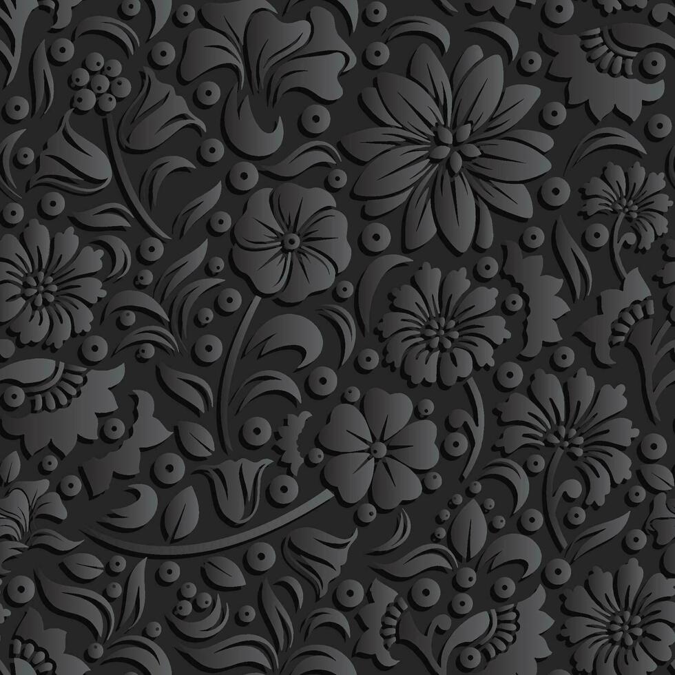 seamless illustration of abstract black floral vine pattern vector