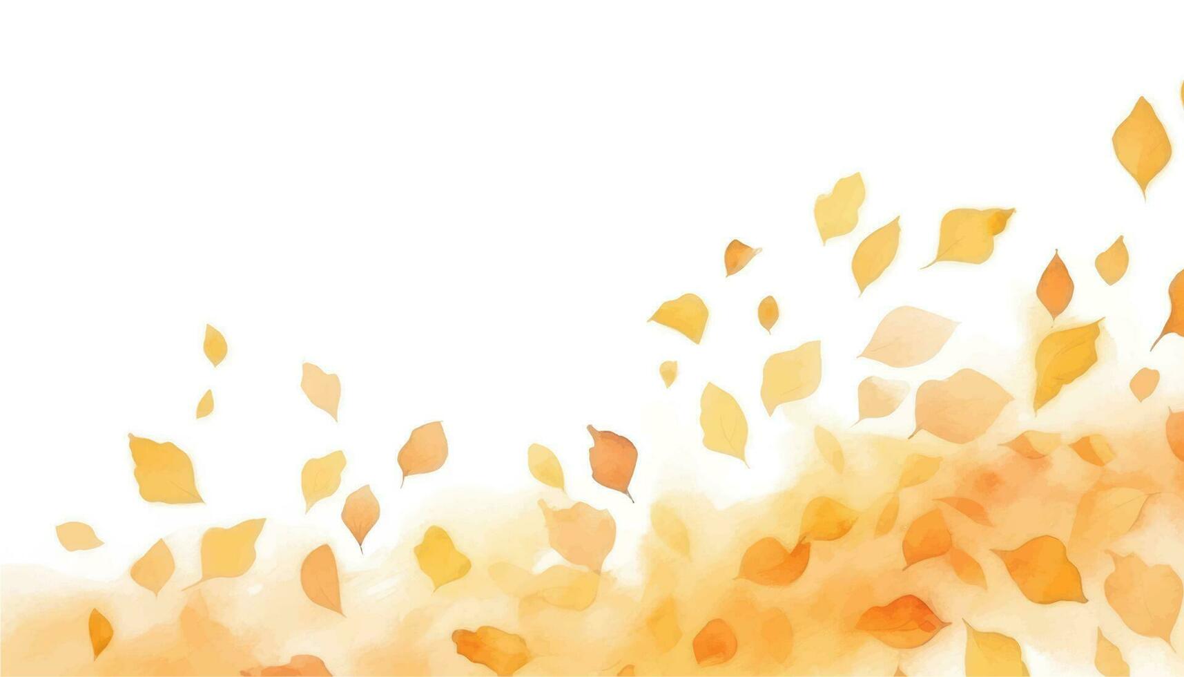 Abstract  watercolor autumn, orange, yellow background with leaves and splashes. Vector illustration. Can be used for advertisingeting, presentation, design, invitation,  social media, web.