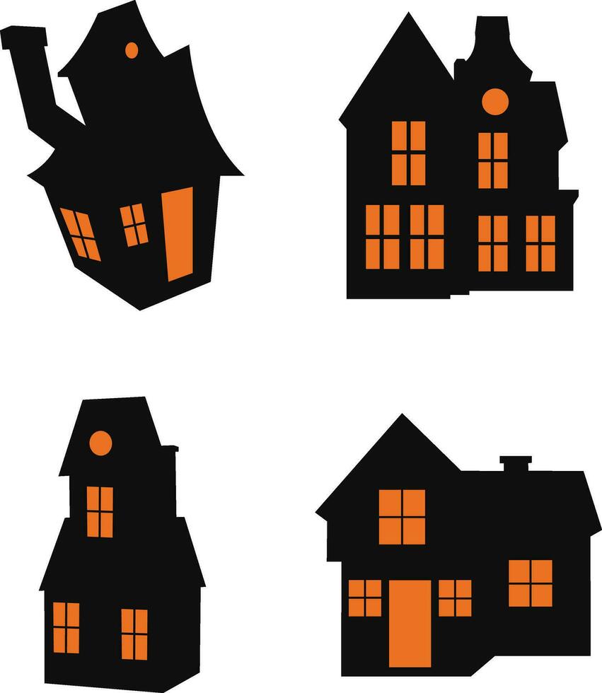 Halloween Haunted House. scary halloween house bundle set. Vector illustration