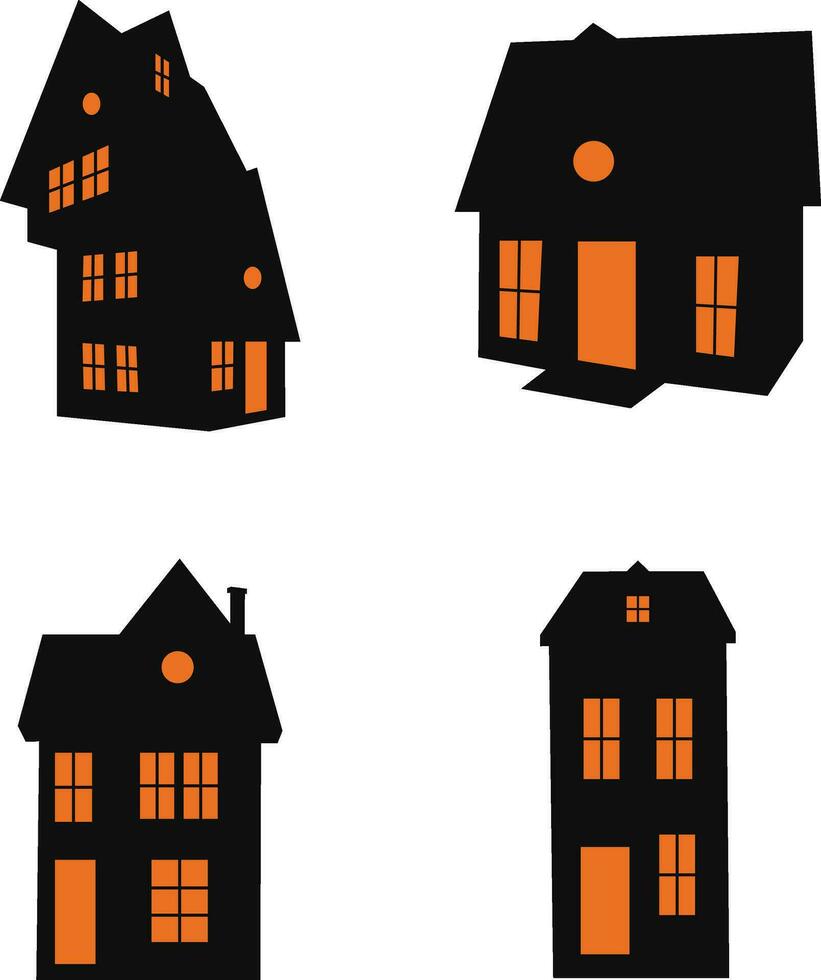 Halloween Haunted House. scary halloween house bundle set. Vector illustration