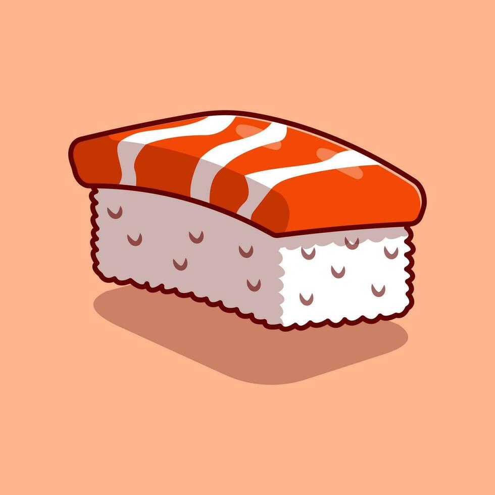 salmón Sushi dibujos animados icono ilustración. japonés comida icono concepto aislado. vector