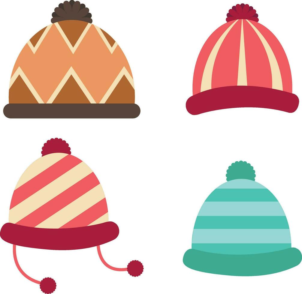 invierno sombrero icono colocar. plano conjunto de invierno sombreros vector íconos para web diseño. vector ilustración.