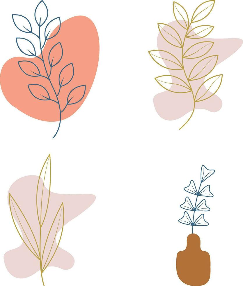 Boho floral Aesthetic. Modern aesthetic illustrations. Bohemian style collection of contemporary artistic design elements. vector