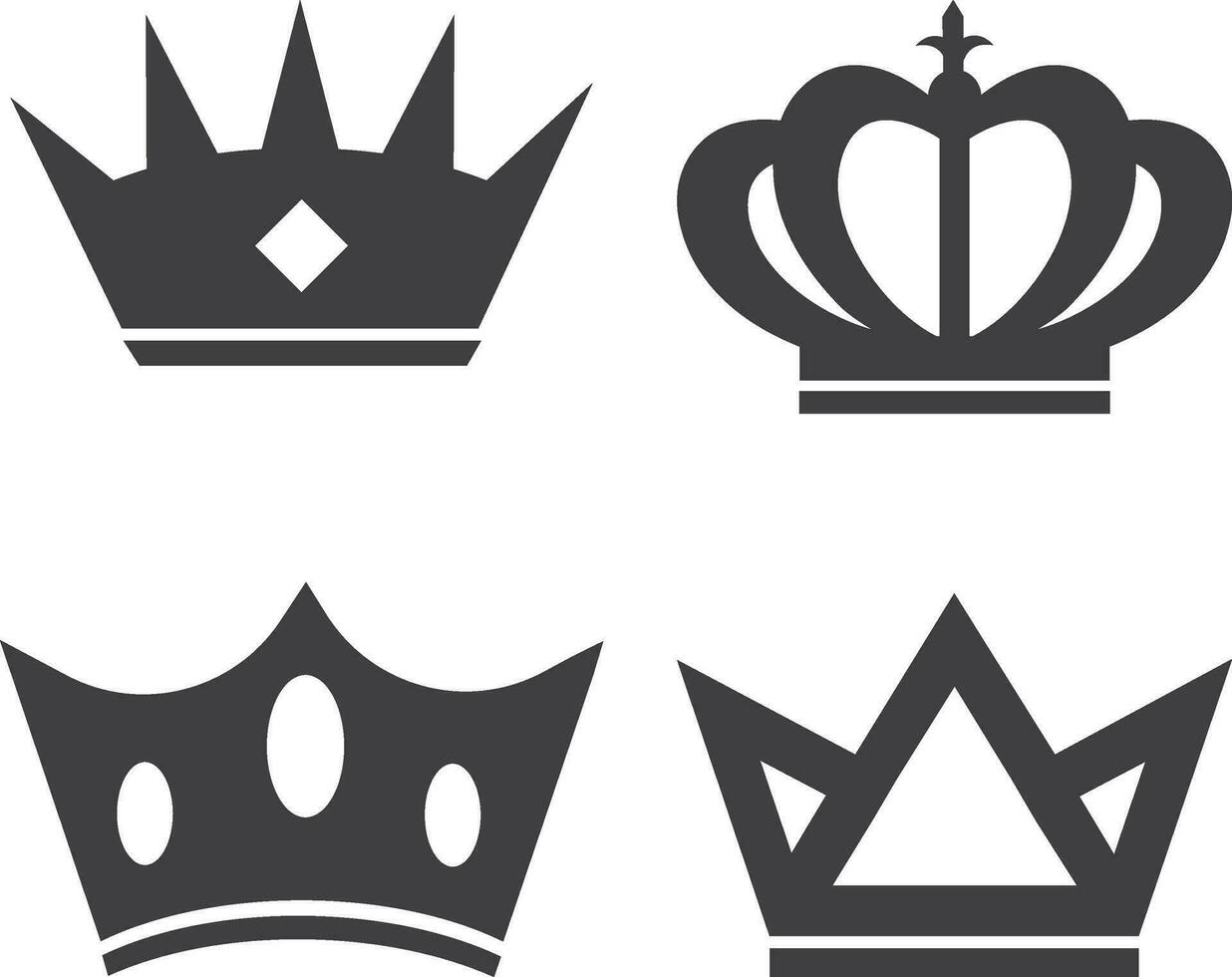Golden Crown Antique. Royal crown symbol. Golden crown silhouette set. Crown golden symbol collection. vector illustration